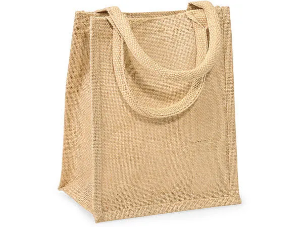 Small Size Burlap Jute Tote Bags in Bulk, Set of 12