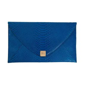 Soho Snake Oversized Envelope Clutch - Blue Snake