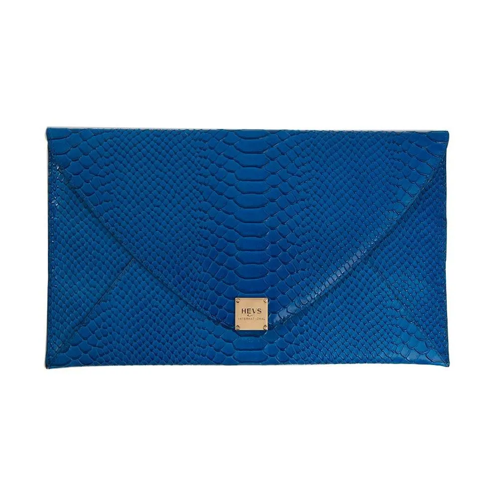 Soho Snake Oversized Envelope Clutch - Blue Snake