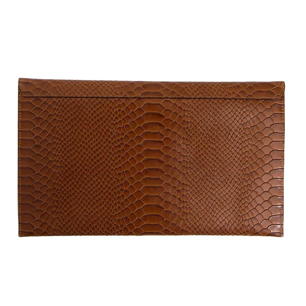 Soho Snake Oversized Envelope Clutch - Tan
