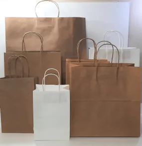 Take Out/Carry Out Handled Kraft bags -100% recycled
