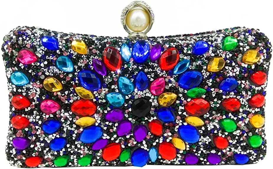 THE LUXE NK GLAM GIRL BELTS & ACCESSORY COLLECTION - GLAMOUR GIRL CRYSTAL RHINESTONE EVENING CLUTCH -MMA1055