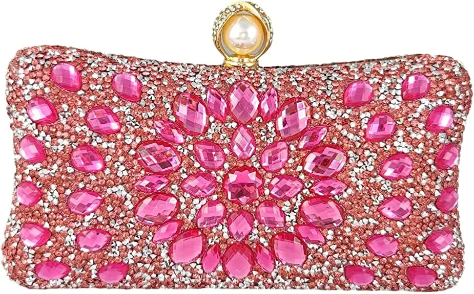 THE LUXE NK GLAM GIRL BELTS & ACCESSORY COLLECTION - GLAMOUR GIRL CRYSTAL RHINESTONE EVENING CLUTCH -MMA1055
