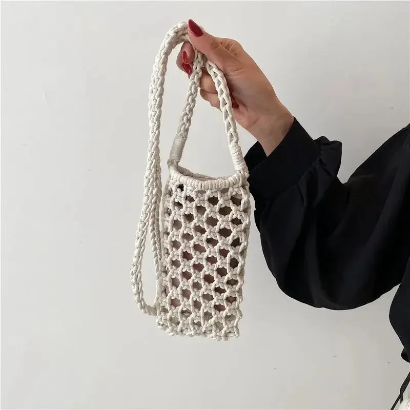 UAKISS  -  Personality Hollow Out Crochet Mini Cellphone Bag Korean Fashion All Match Crossbody Bags Streetwear Casual Shoulder Handbags
