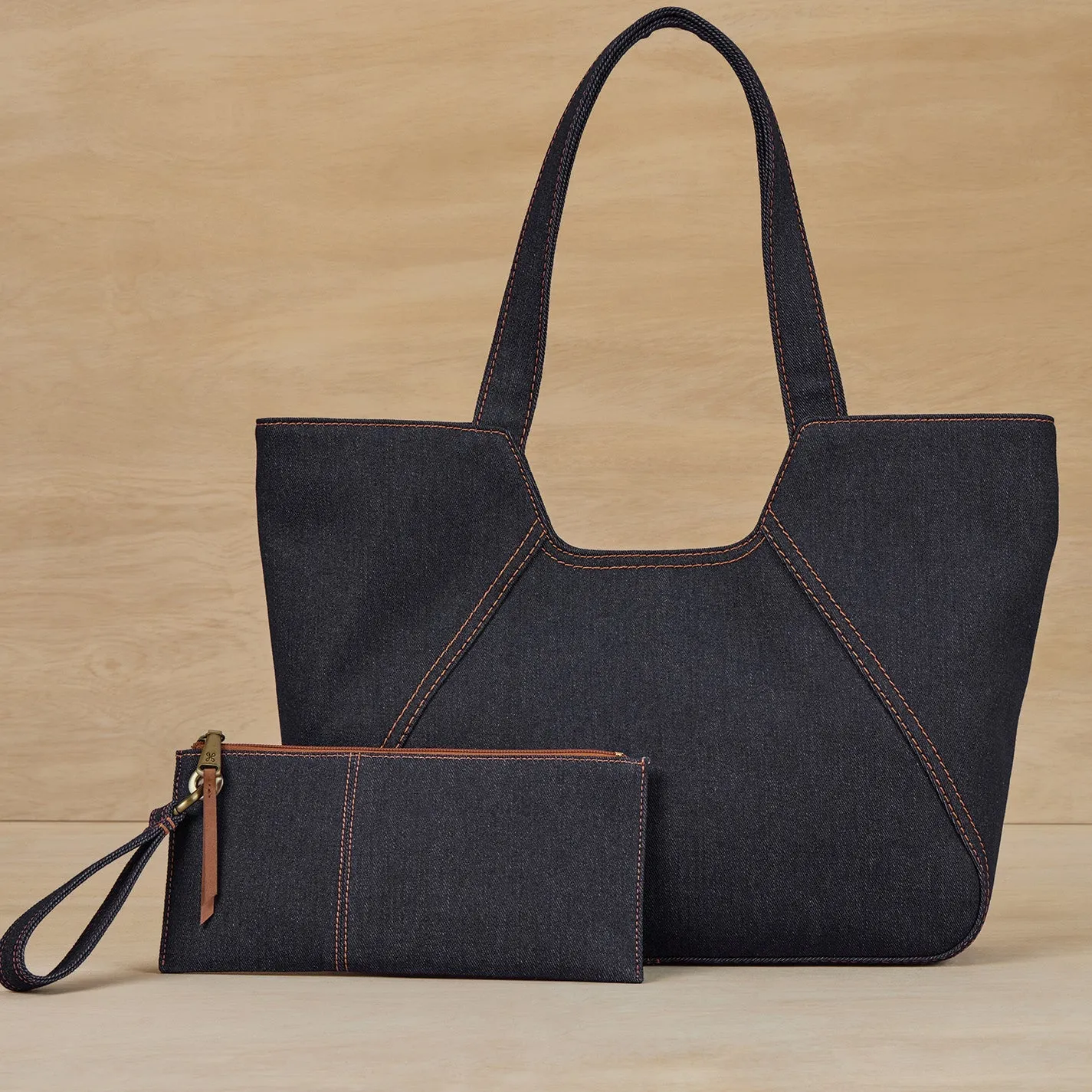 Vida Wristlet in Denim Fabric - Dark Denim