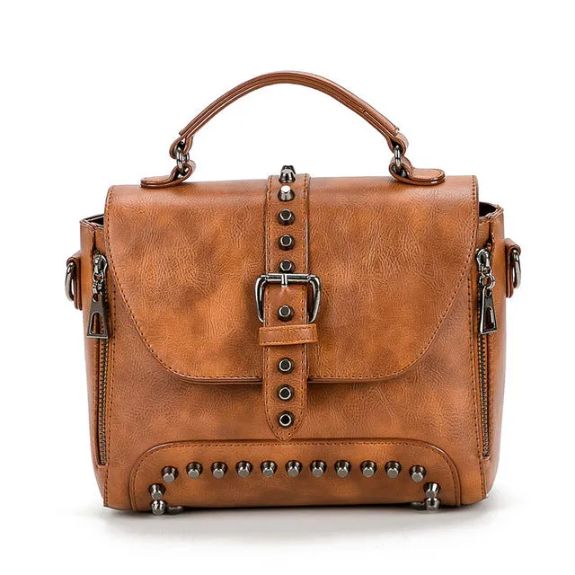 Vintage Rivet Small Leather Shoulder Bags