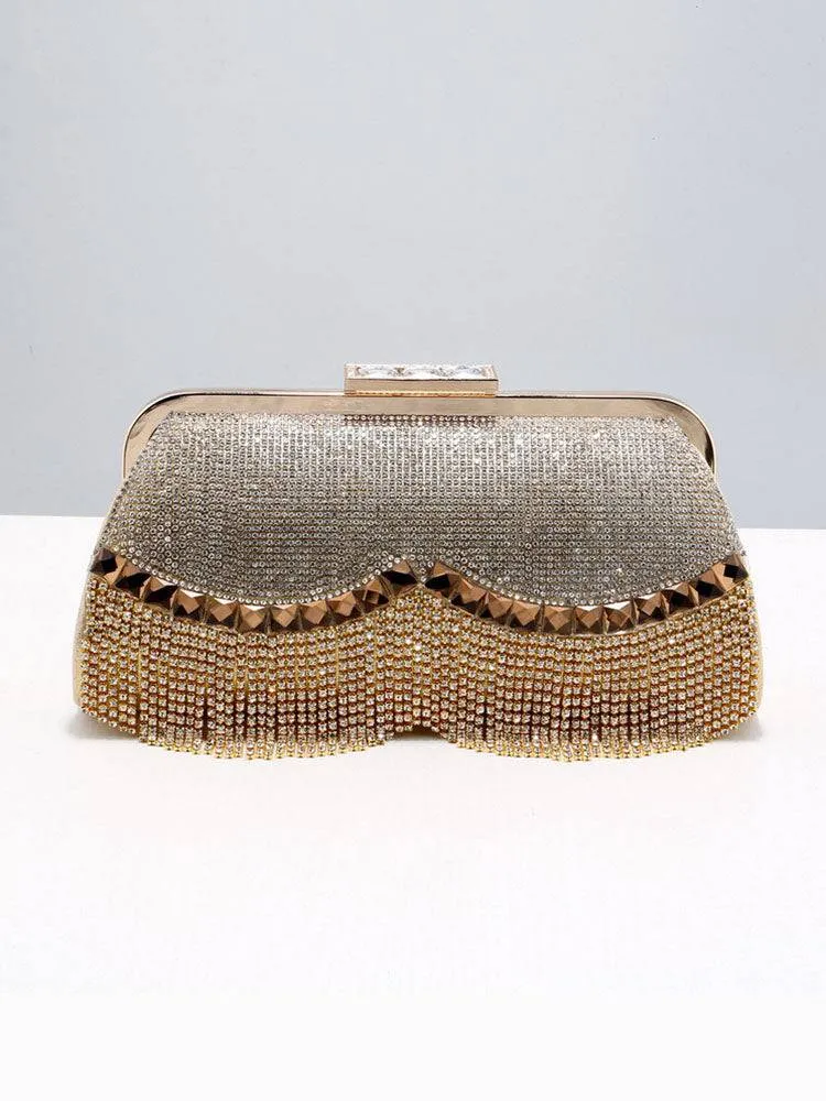 Women's Rhinestone Studded Tassel Clutches